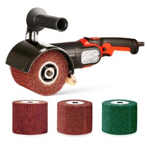 burnishing polishing machine, zfe 1200w 110v burnishing polishing machine polisher/sander set with 4pcs non-woven burnishing wheels (80# 120# 240# 360#) for metal and stainless steel polishing