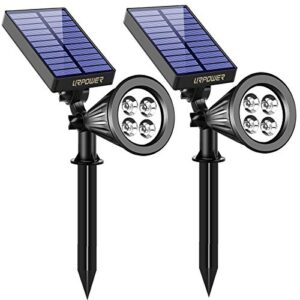 urpower solar lights outdoor, adjustable solar spot lights outdoor, 2-in-1 waterproof solar landscape spotlights wall light, dusk-to-dawn solar powered outdoor light for garden, yard, pathway (2 pack)