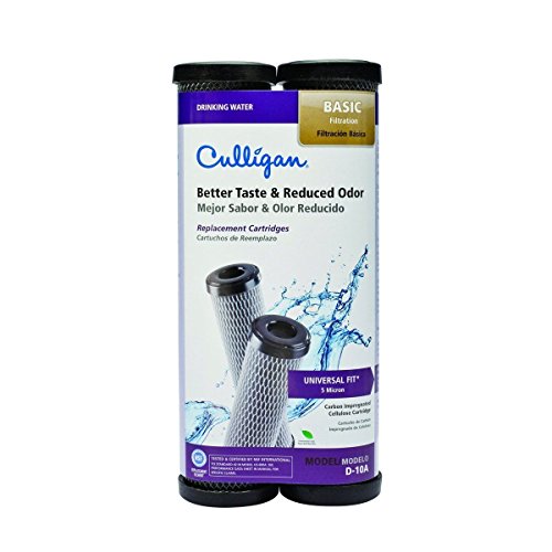 Culligan D-10A Level 1 Drinking Water Replacement Cartridge Carbon-Impregnated Cellulose 2 pack Size: 9.75 H x 2.5 W x 2.5 D, Model: D-10A