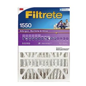 filtrete 20x25x5 air filter mpr 1550 dp merv 12, healthy living ultra allergen deep pleat, 1-pack, fits lennox & honeywell devices (exact dimensions 19.56 x 24.19 x 4.69)