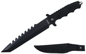 wartech h-4823 rubber handled hunting knife, 13.5", black