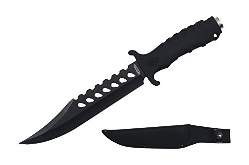 Wartech H-4825 Rubber Handle Hunting Knife, 10.5", Black