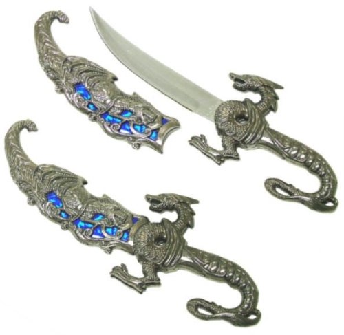 Wuu Jau H-858-BL Dragon Display Dagger, 10", Blue