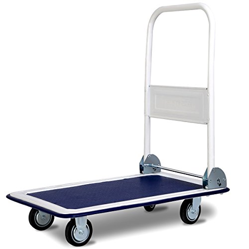 Giantex 10 Costway Platform Cart Dolly Folding Foldable Moving Warehouse Push Hand Truck, 330lbs Weight Capacity, Blue