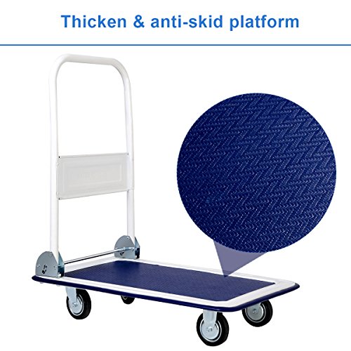 Giantex 10 Costway Platform Cart Dolly Folding Foldable Moving Warehouse Push Hand Truck, 330lbs Weight Capacity, Blue