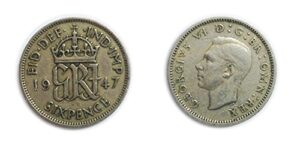 coins for collectors - circulated british 1947 george vi sixpence / six pence 6p coin / great britain