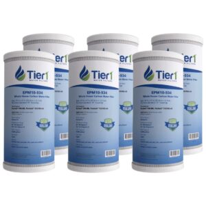tier1 10 micron 10 inch x 4.5 inch | 6-pack whole house carbon block water filter replacement cartridge | compatible with pentek epm-bb, 155782-43, cb-45-1010, epm10-934, home water filter