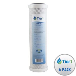 Tier1 5 Micron 10 Inch x 2.5 Inch | 6-Pack Whole House Carbon Block Water Filter Replacement Cartridge | Compatible with Pentek EP-10, 42-34373, 155531-43, CB-25-1005, MAXETW-975, Home Water Filter