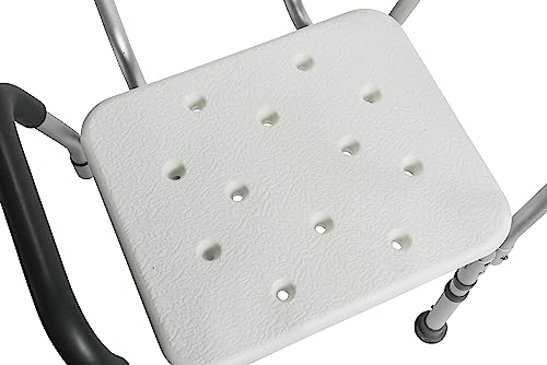 Drive Medical 12445KD-1 Shower Chair with Back and Padded Arms, Adjustable Height Shower Stool with Nonslip Feet, Tub Chair, Shower Chair for Elderly, Bath Seat with Back, 350 LB Weight Cap, White