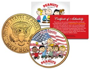 peanuts americana charlie brown snoopy jfk half dollar coin 24k gold plated