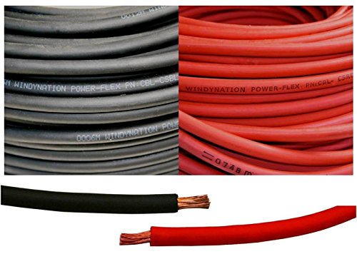 4 Gauge 4 AWG 100 Feet Red + 100 Feet Black (200 Feet Total) Welding Battery Pure Copper Flexible Cable Wire - Car, Inverter, RV, Solar by WindyNation