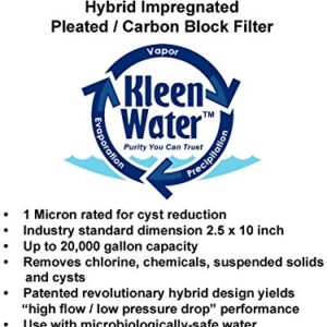 KleenWater Watershed2510 Hybrid Pleated / Carbon Block Whole House Water Filters, 2.5 x 10 Inch (3) - Unsurpassed Filtration - Dirt, Rust, Sediment, Chlorine, Cysts and More