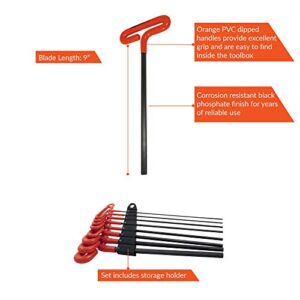 Dynamic Tools 8 Piece 9" Long T-Handle SAE Hex Key Set, 5/64" - 3/8"