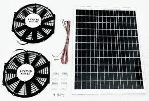 amtrak solar powerful 100-watt solar attic fan quietly cools, ventilate, exhaust your house, garage, greenhouse, chicken coop or rv waterproof plug & play (two fans)