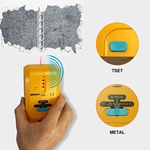 ALLOSUN TS73 3 in 1 LED Wood Stud FinderMulti Stud ScannerElectronic Stud Sensor Wire Cable Wall Metal Detector Finder Home Decoration, yellow