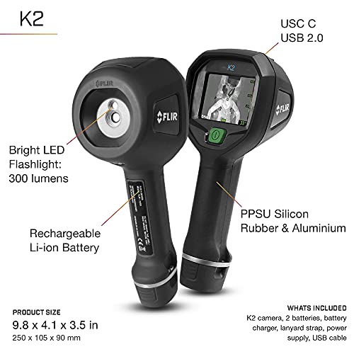 FLIR K2 Compact Thermal Imaging Camera with MSX, Multi-Spectral Dynamic Imaging, Operability in Temperatures Up to 500°F, for Firefighters