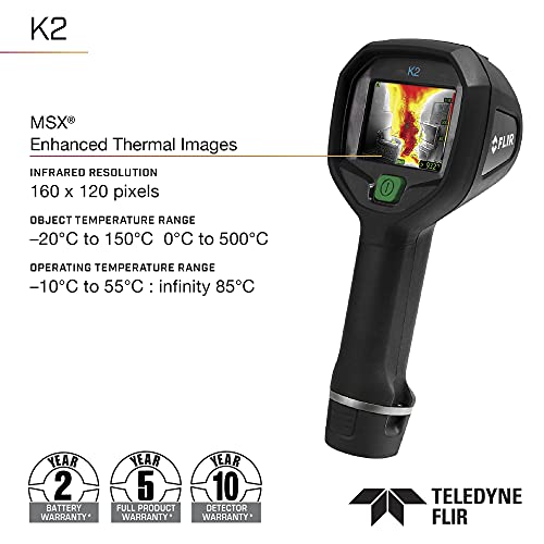 FLIR K2 Compact Thermal Imaging Camera with MSX, Multi-Spectral Dynamic Imaging, Operability in Temperatures Up to 500°F, for Firefighters