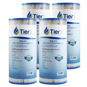 tier1 30 micron 10 inch x 4.5 inch | 4-pack pleated polyester whole house sediment water filter replacement cartridge | compatible with pentek r30-bb, 155101-43, rs6, spc-45-1030, home water filter