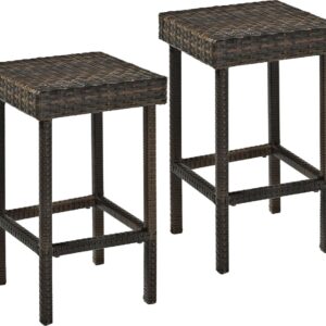 Crosley Furniture Palm Harbor Outdoor Wicker 24-inch Stools - Brown (Set of 2)