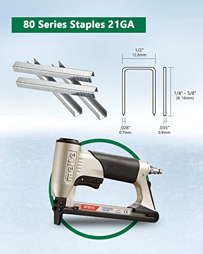 meite MT8016 Pneumatic Upholstery Stapler 21 Gauge 1/2" Crown 1/4" to 5/8" Length Industrial Fine Wire Stapler