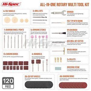 Hi-Spec Power Rotary Tool Kit Set 160W with 121 Piece Dremel Compatible Bit Accessories. Drill, Cut, Trim, Grind & Sand in DIY Repairs, Hobbies & Craftwork