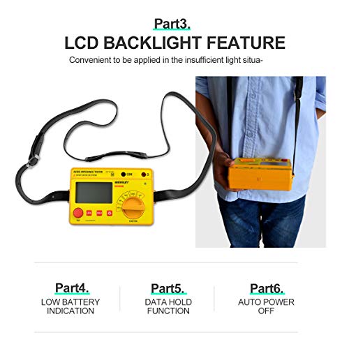 ALLOSUN - EM480B Audio Impedance Tester Digital LCD Insulation Resistance Megohmmeter Meter Tester with Bag