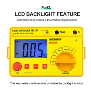 ALLOSUN - EM480B Audio Impedance Tester Digital LCD Insulation Resistance Megohmmeter Meter Tester with Bag