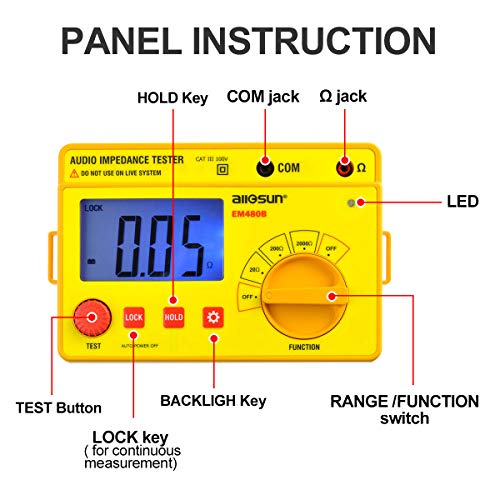 ALLOSUN - EM480B Audio Impedance Tester Digital LCD Insulation Resistance Megohmmeter Meter Tester with Bag