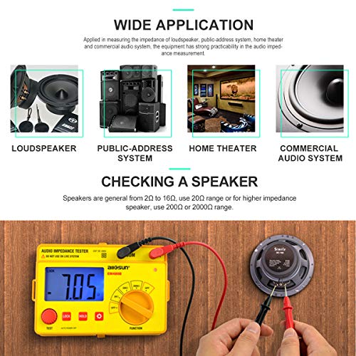 ALLOSUN - EM480B Audio Impedance Tester Digital LCD Insulation Resistance Megohmmeter Meter Tester with Bag