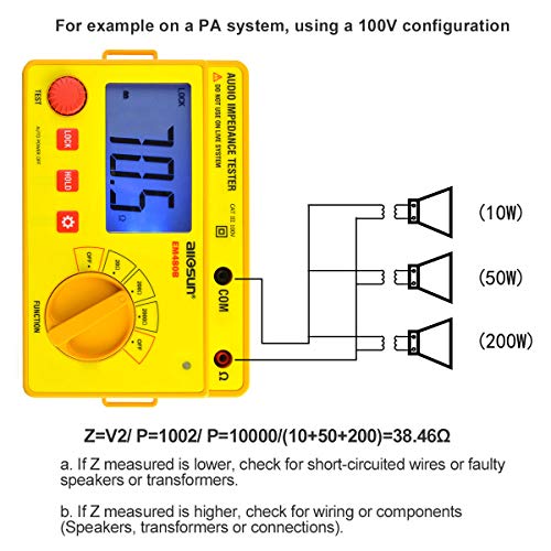 ALLOSUN - EM480B Audio Impedance Tester Digital LCD Insulation Resistance Megohmmeter Meter Tester with Bag