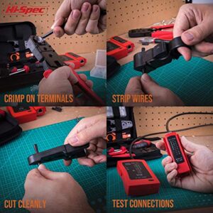 Hi-Spec 9pc Network Cable Tester Tool Kit Set for CAT5, CAT6, RJ11, RJ45. Ethernet LAN Crimper, Punchdown, Coax Stripper & More