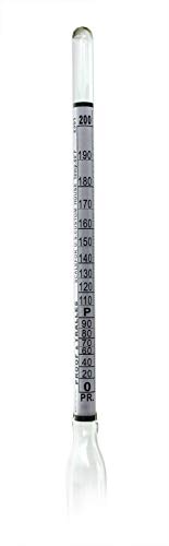 HYDROMETER - ALCOHOL, 0 - 200 PROOF and Tralle