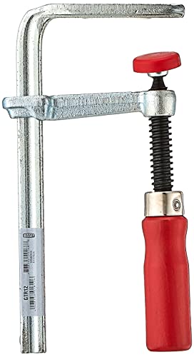 BESSEY GTR12 All Steel Table Clamp with 4 11/16 Capacity x 2 5/16 Throat Depth & 400 lb Clamping Force, Red/Silver