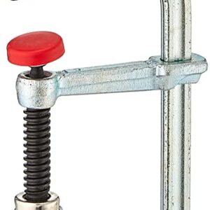 BESSEY GTR12 All Steel Table Clamp with 4 11/16 Capacity x 2 5/16 Throat Depth & 400 lb Clamping Force, Red/Silver