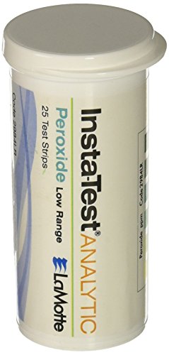 LaMotte 2984LR Insta-Test Hydrogen Peroxide Single Factor Test Strip, 0 ppm-50 ppm Range (Vial of 25 Strips)