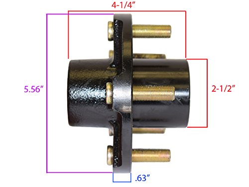 RIGID HITCH INCORPORATED Pair of 5-Bolt on 4-1/2 Inch Hub Assembly (AKSQ-2000545) Includes (2) Square Stock 1 Inch Straight Spindles & Bearings