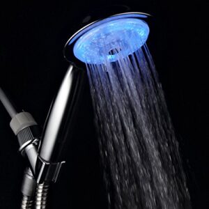 Luminex by PowerSpa 7-Color 4-Setting LED Handheld Shower Head with Air Jet LED Turbo Pressure-Boost Nozzle Technology. 7 vibrant LED colors change automatically every few seconds