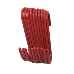 Set of 10 pc S Shape Utility Hook Set, Vinyl Coated or Chromed Wire (Red Vinyl)