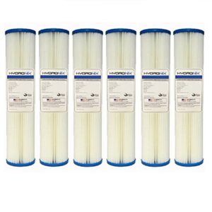 (6 Pack) SPC-45-2020 Pleated Water Filter Whole House Commercial Industrial Washable and Reusable 4.5" x 20" - 20 micron