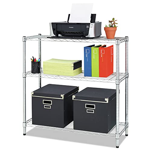 Alera ALESW833614SR 36 in. W x 14 in. D x 36 in. H Three-Shelf Residential Wire Shelving - Silver