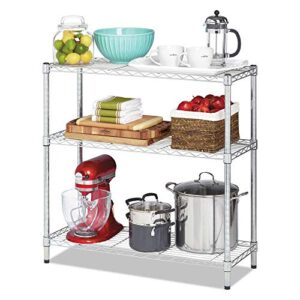 Alera ALESW833614SR 36 in. W x 14 in. D x 36 in. H Three-Shelf Residential Wire Shelving - Silver