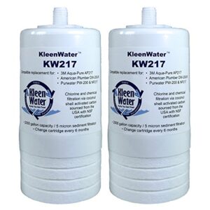 kleenwater kw217 water filter compatible with aqua-pure ap217, carbon replacement cartridge, set of 2