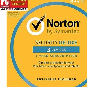 Symantec Norton Security Deluxe – 3 Devices – 1 Year Subscription [PC/Mac/Mobile Key Card]