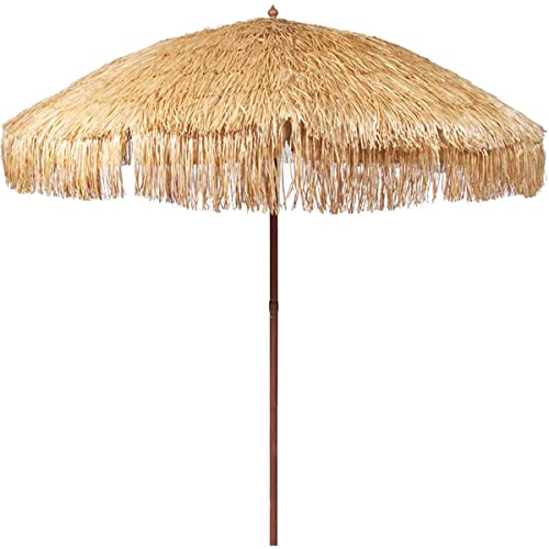 Bayside21 Hula Thatched Tiki Umbrella Natural Color 6' 8' & 9' Options (8ft, Natural)