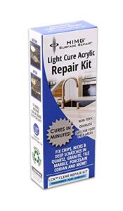 clear - quartz countertop repair kit - granite repair kit - chip repair kit for quartz, granite, marble, corian, porcelain, acrylic, edge chips, cracks - quartz chip repair kit - himg surface repair