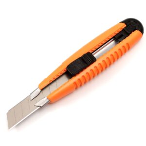 nulink retractable utility knife cutter with straight handle, metal shielding protection [snap off lock razor blade]