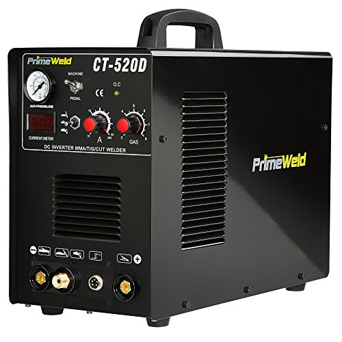 PrimeWeld 3-in-1 50 Amp Plasma Cutter, 200 Amp TIG Welder and 200 Amp Stick Welder - Welding and Cutting Combo, Mobile Welding Machine, Portable Plasma Cutter, Multipurpose Welder and Cutter, CT-520D