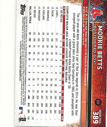 2015 TOPPS FUTURE STARS MOOKIE BETTS ROOKIE BASEBALL TRADING CARD #389 - BOSTON RED SOX - FREE SHIPPING