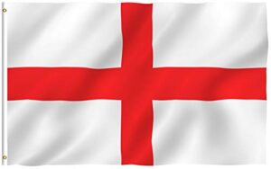 anley fly breeze 3x5 foot england flag - vivid color and fade proof - canvas header and double stitched - english national flags polyester with brass grommets 3 x 5 ft