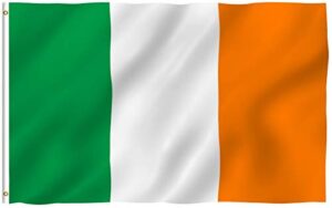 anley fly breeze 3x5 foot ireland flag - vivid color and fade proof - canvas header and double stitched - irish national flags polyester with brass grommets 3 x 5 ft